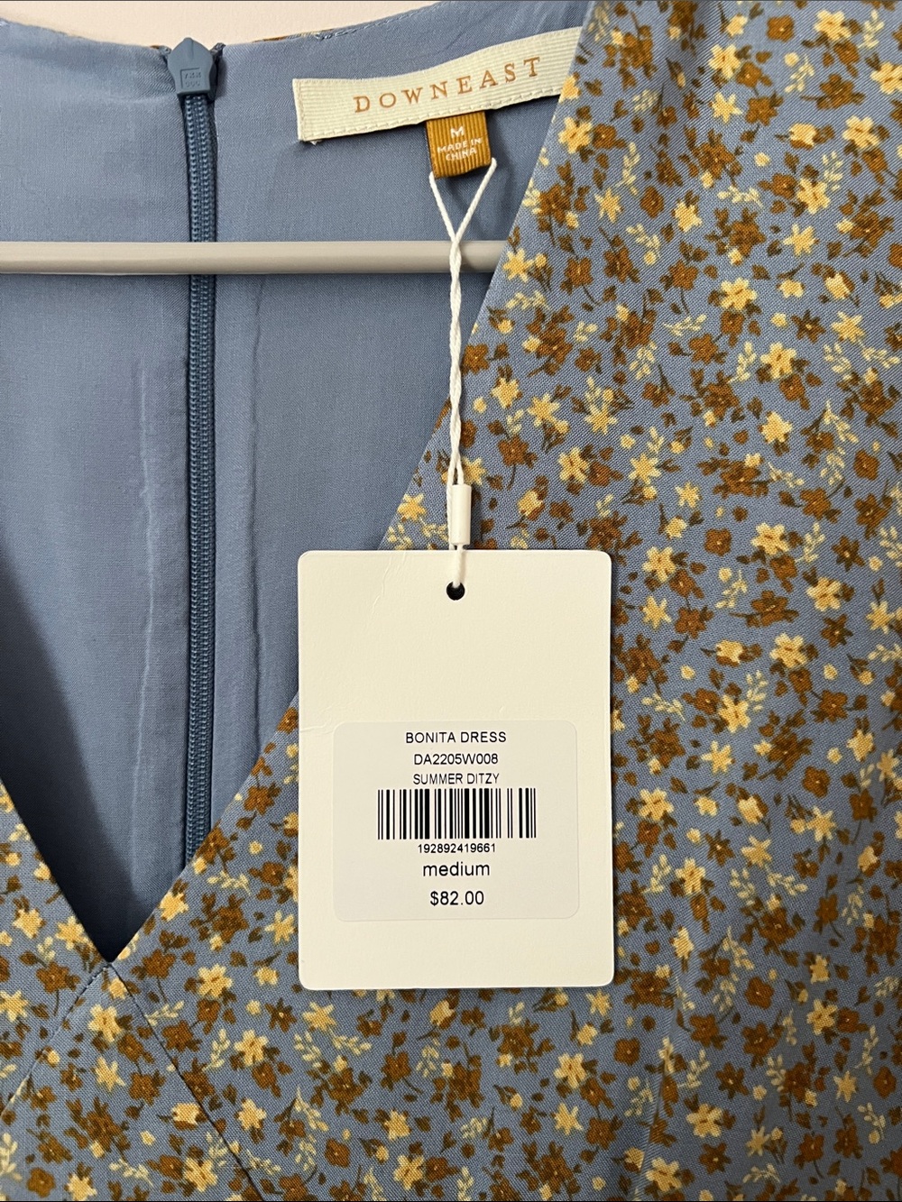 Bonita Dress NWT Medium Blue Floral Ditzy Print Rayon Midi Maxi Dress Pockets - Picture 2 of 11